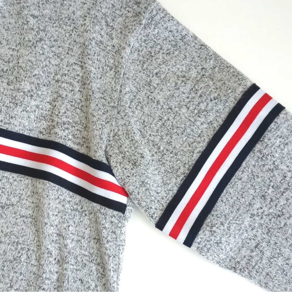 Gaze Women's Soft Grey w Red Blue & White Racer Stripes Long Sleeve Sweater S - Picture 7 of 10